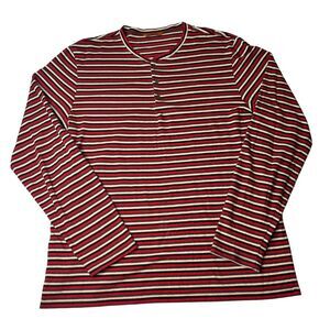 2-20 BARENA Men's Top Henley Striped Red Large
